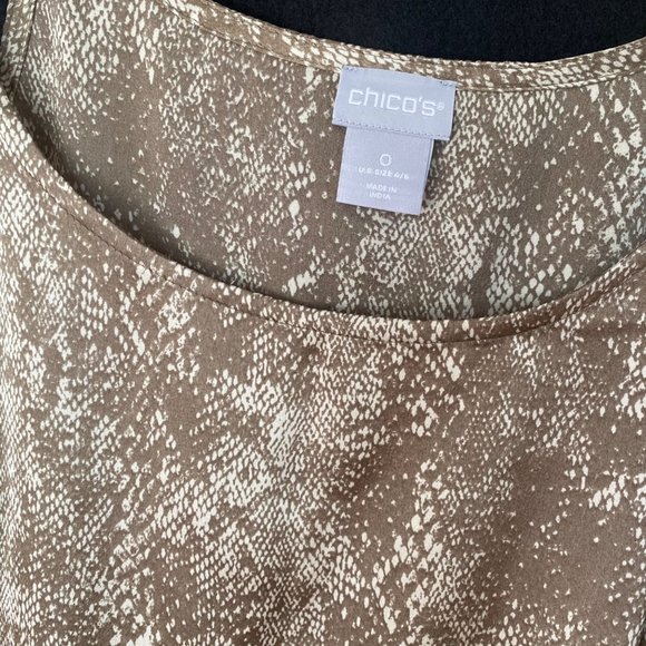 CHICO's size 0 (US 4/6) tan/beige‎ snake/reptile tank/cami polyester camisole - Picture 7 of 8